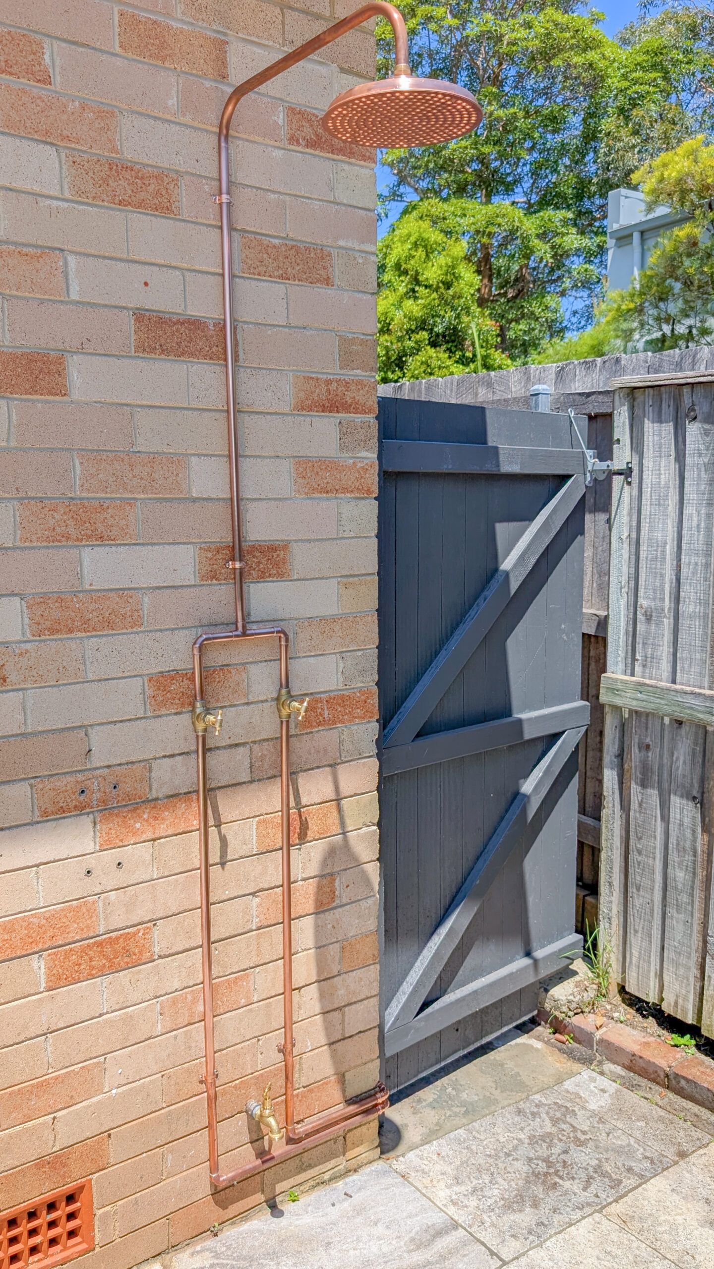 Copper Outdoor Shower in Forestville
